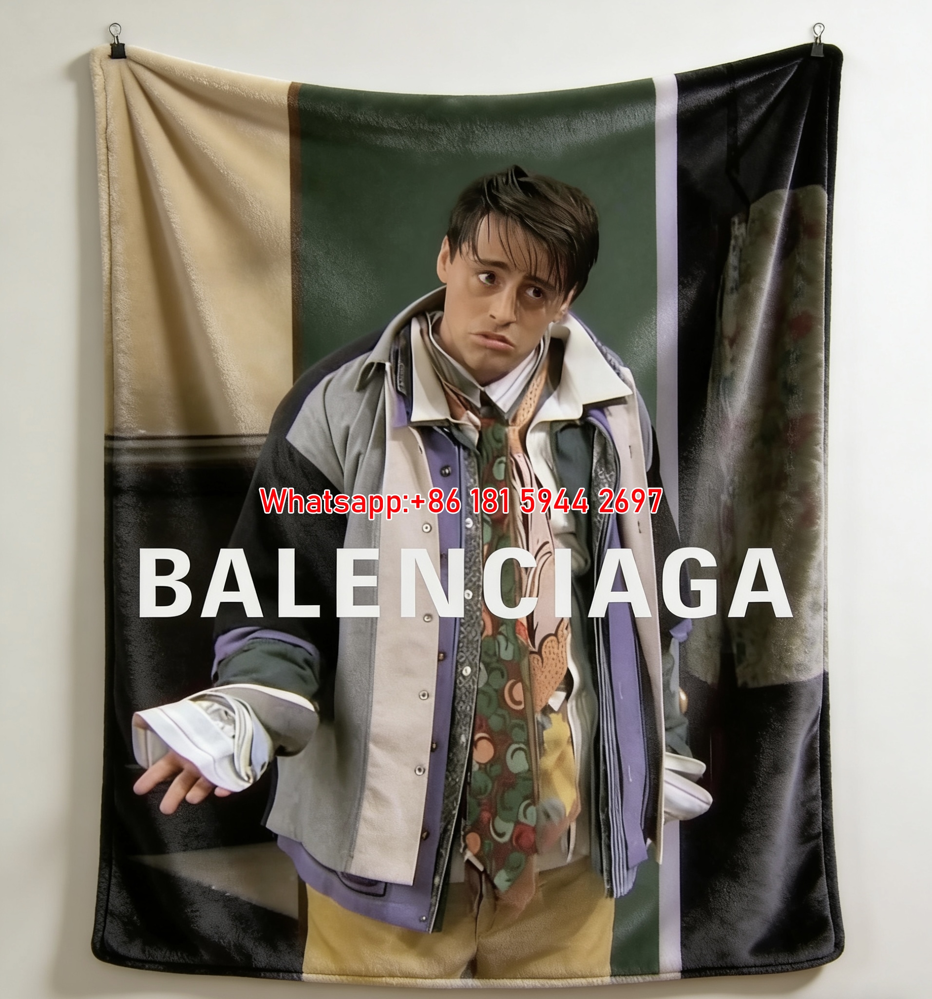 Balenciaga Monochrome Gesture Flannel Throw Blanket for Sofa and Wall Decor BA498